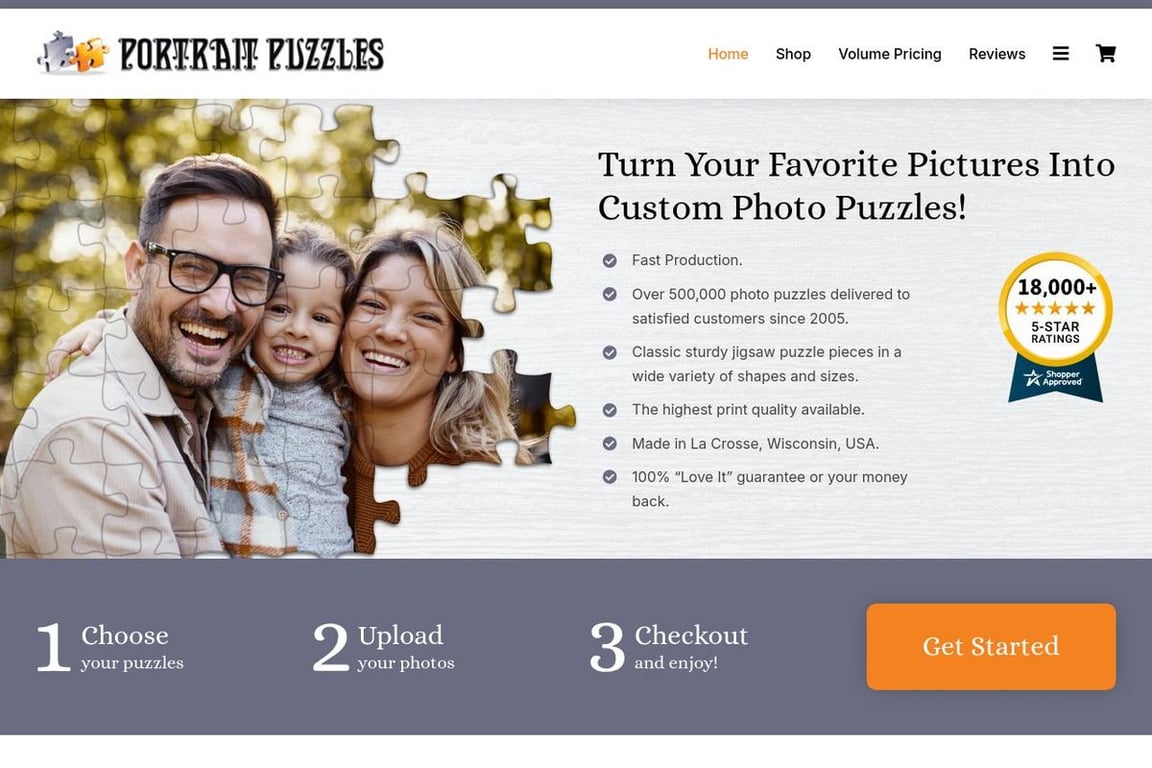 Portrait Puzzles homepage