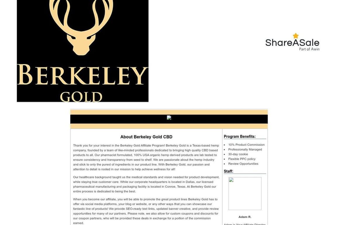 Berkeley Gold affiliate program signup page