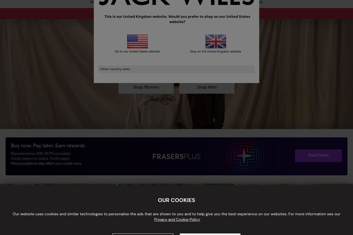 Jack Wills homepage