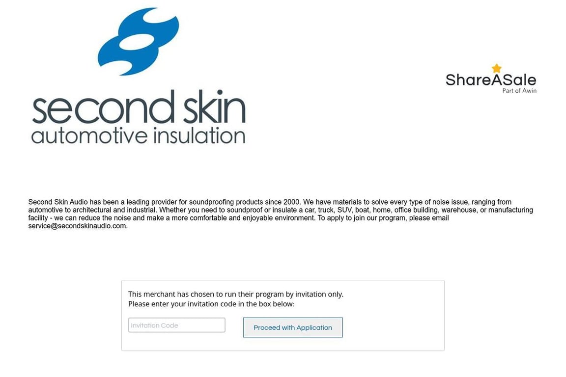 Second Skin Audio affiliate program signup page