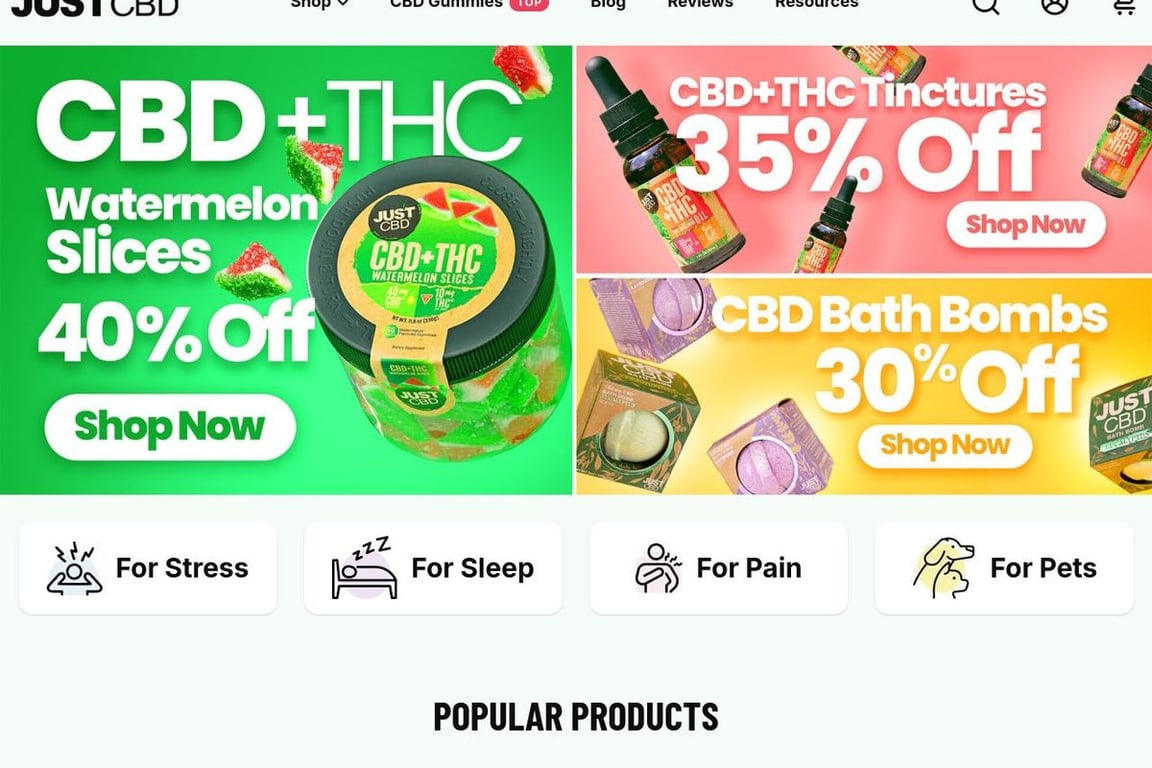 Just CBD homepage