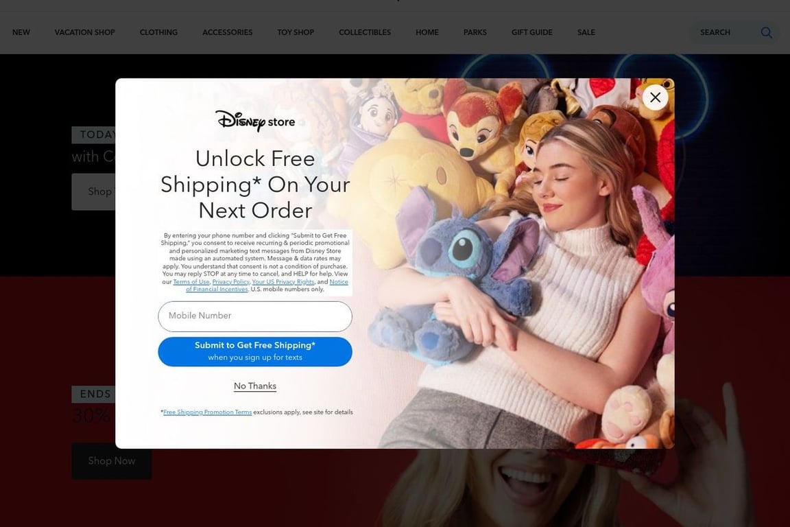 ShopDisney homepage