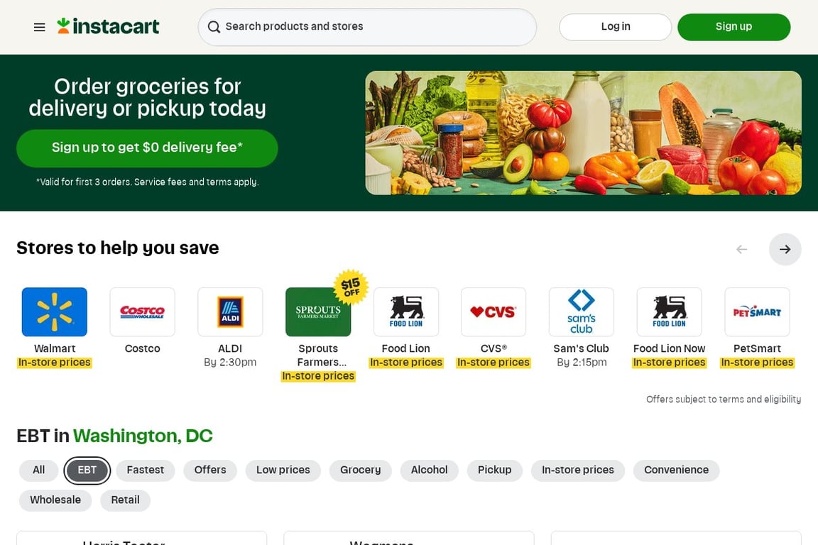 Instacart homepage
