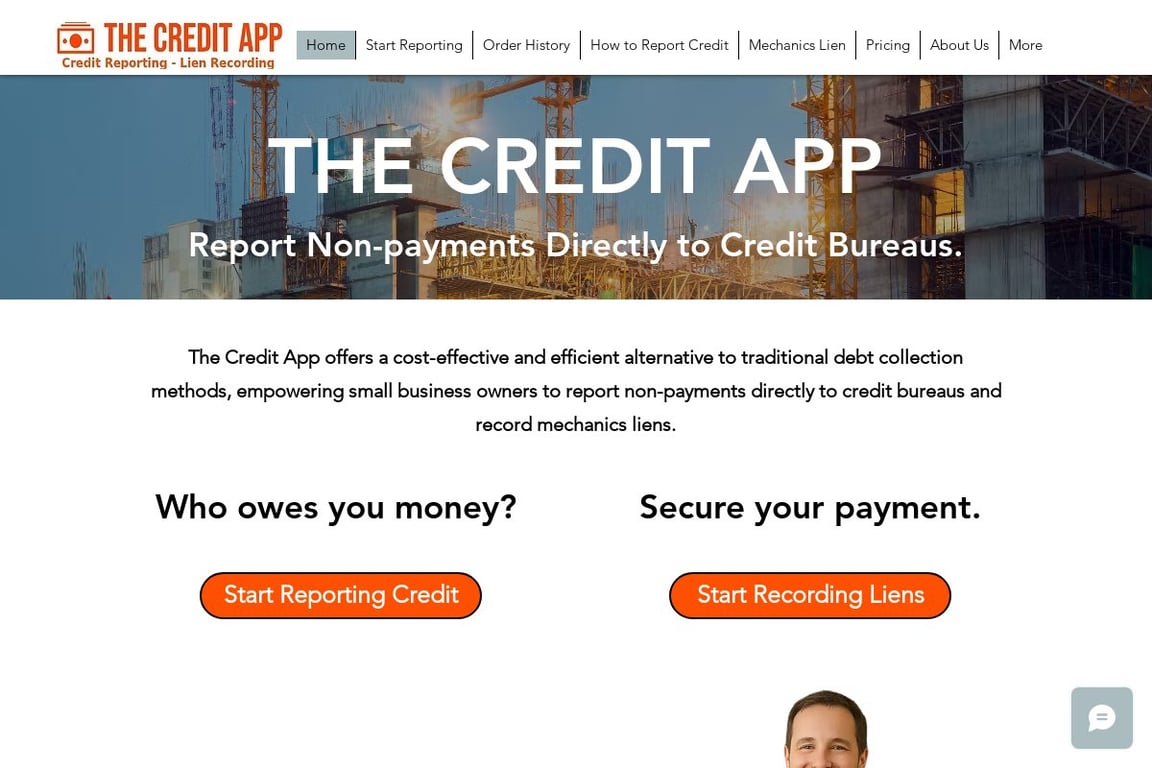 The Credit App homepage
