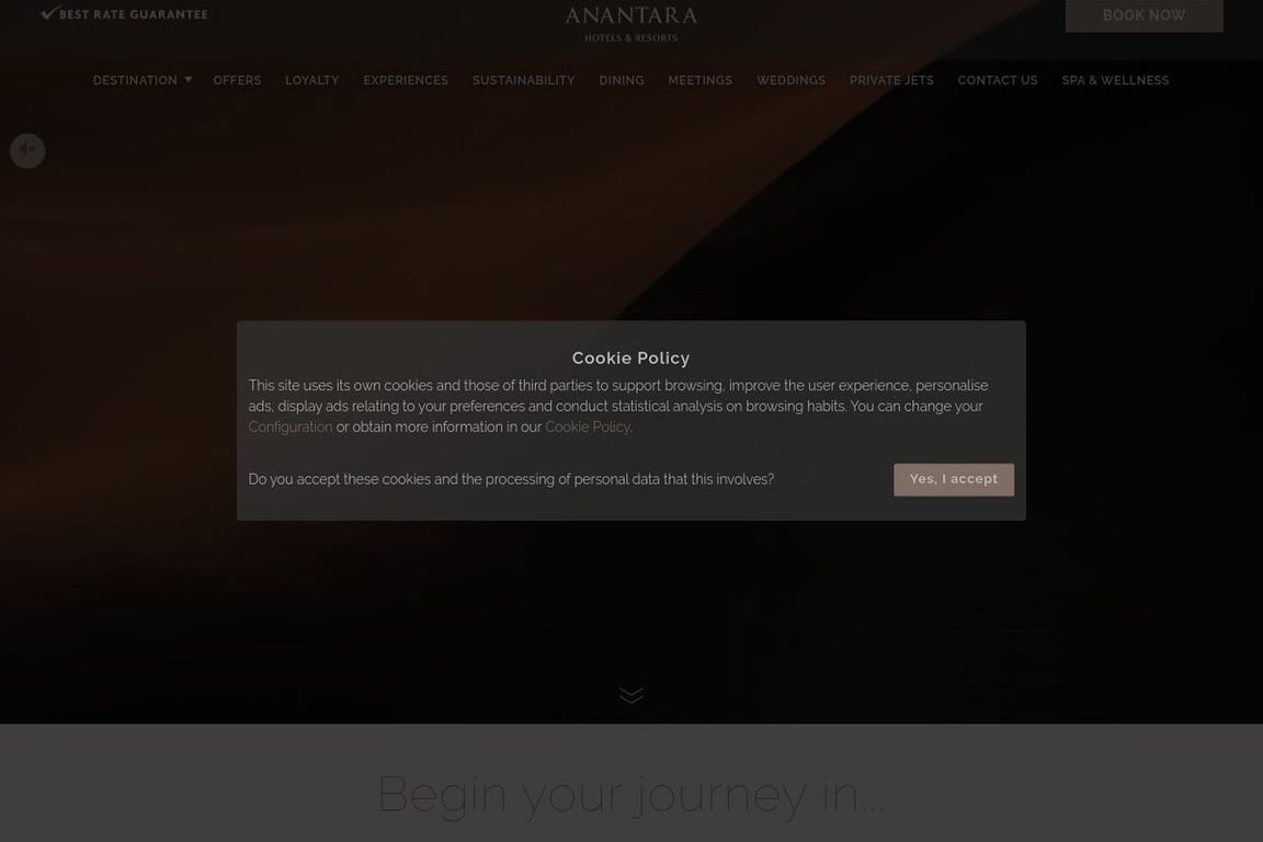 Anantara Resorts homepage