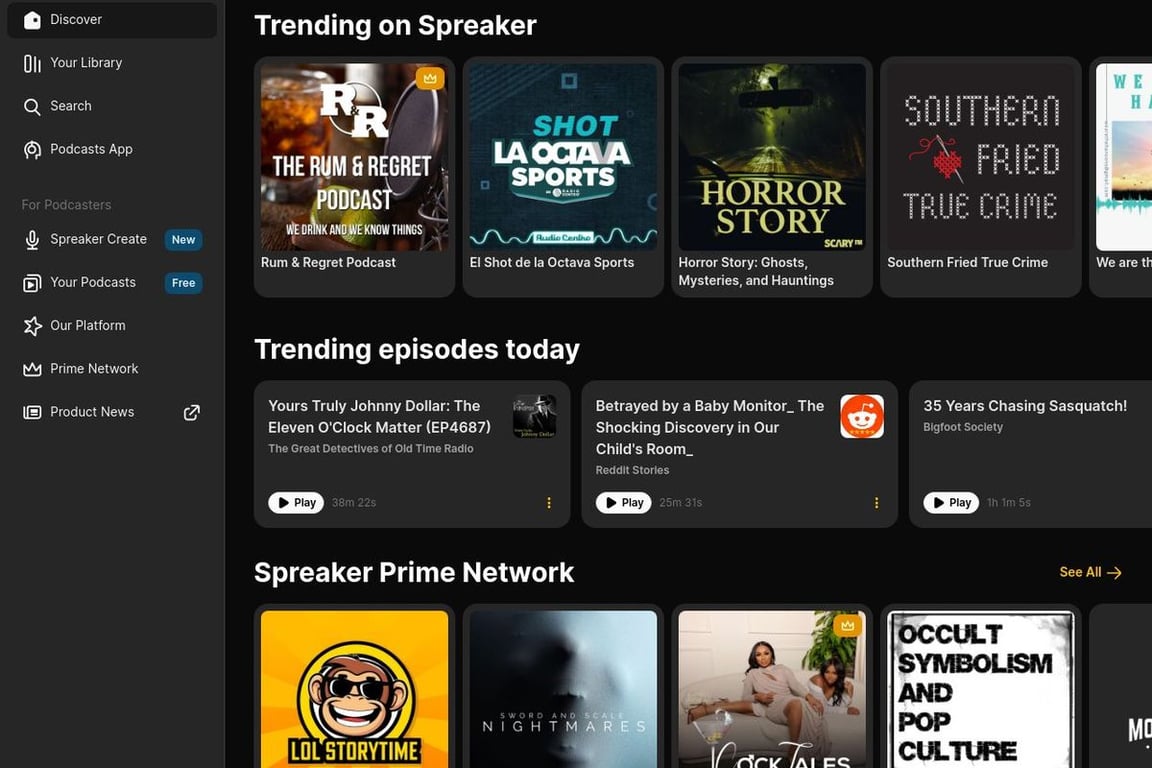 Spreaker homepage