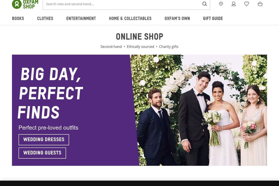 Oxfam Online Shop homepage