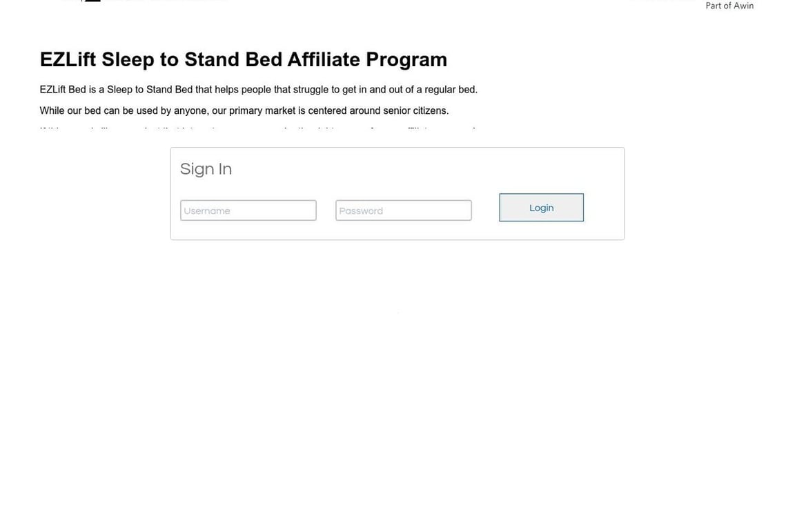 Ezliftbed affiliate program signup page