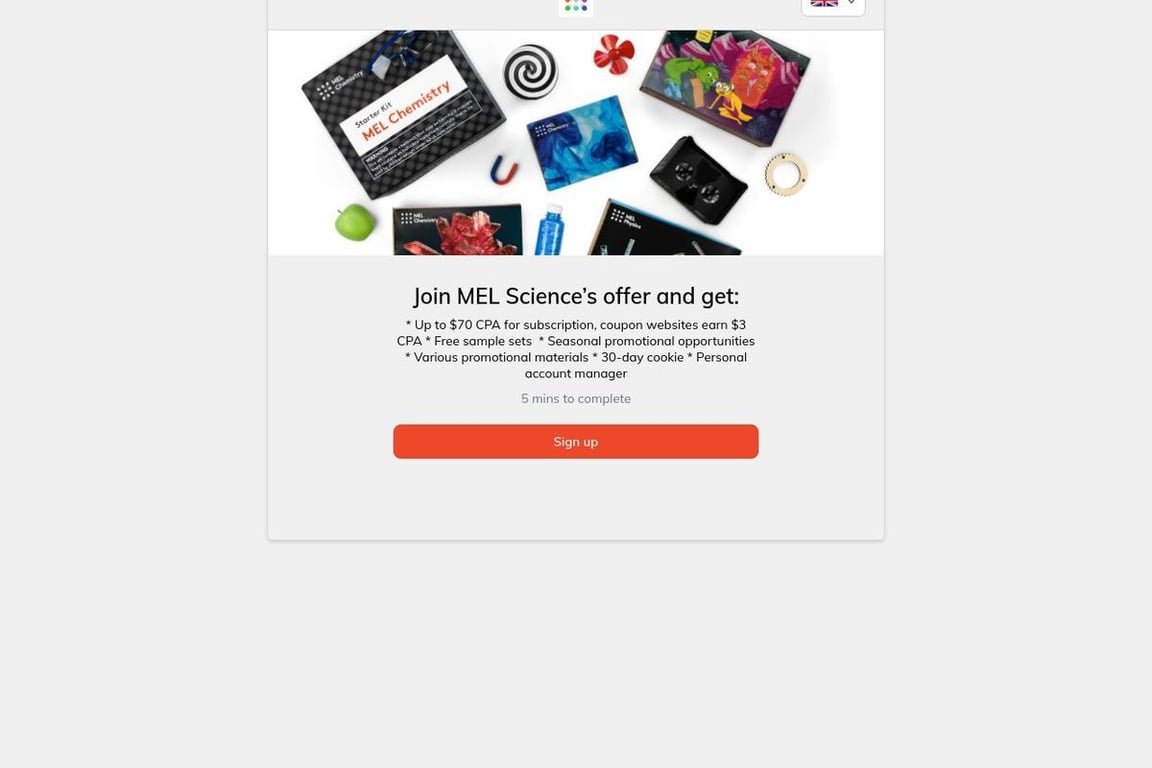 MELScience UK affiliate program signup page