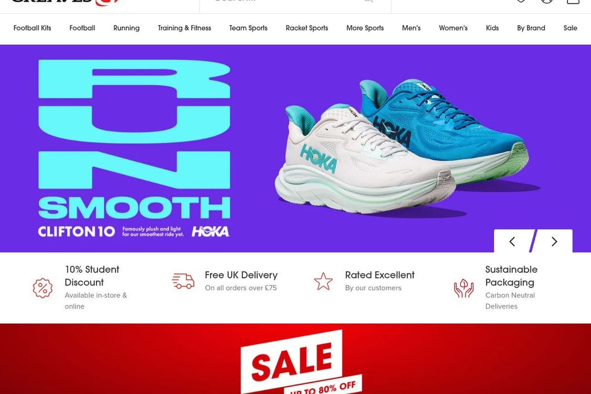 Greaves Sports homepage