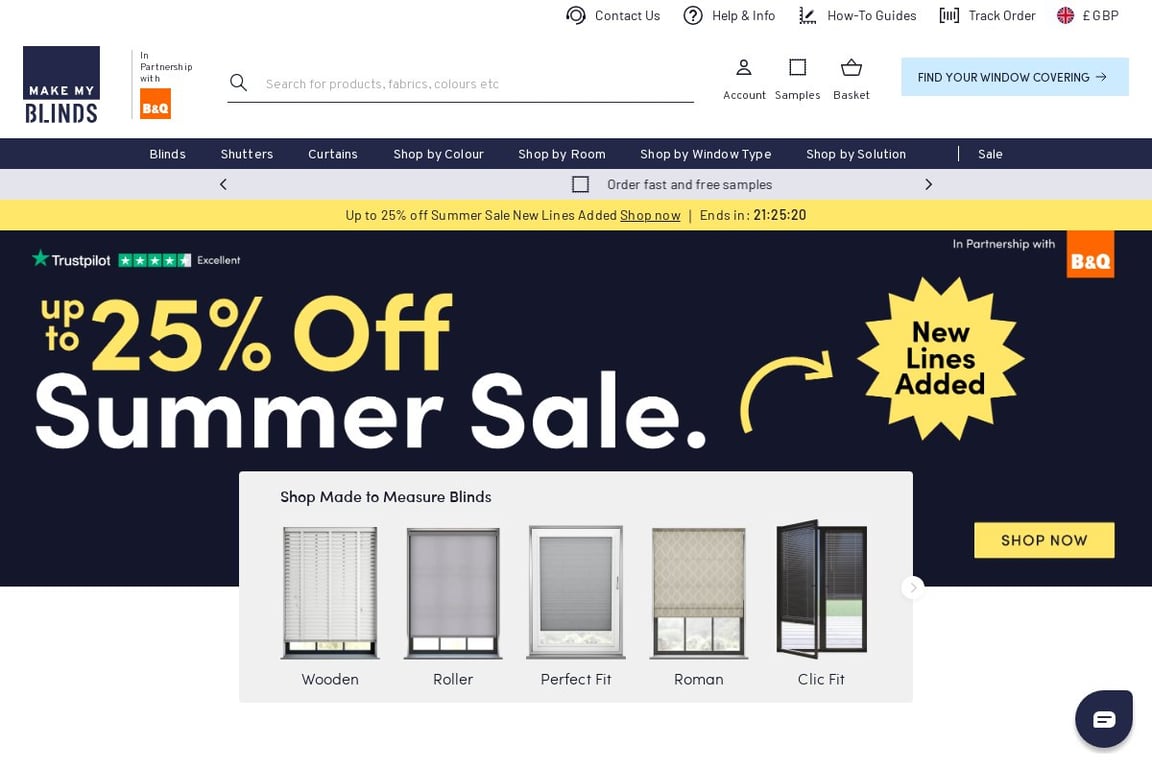 Make My Blinds homepage