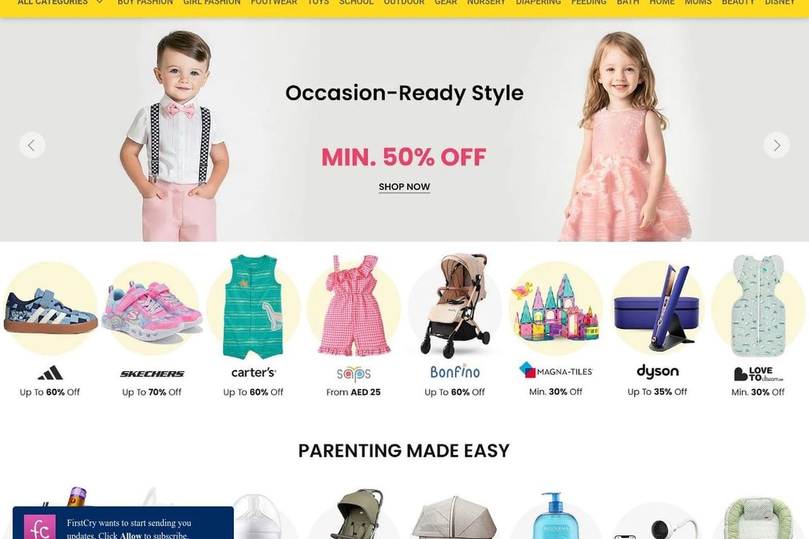 Firstcry – MENA homepage
