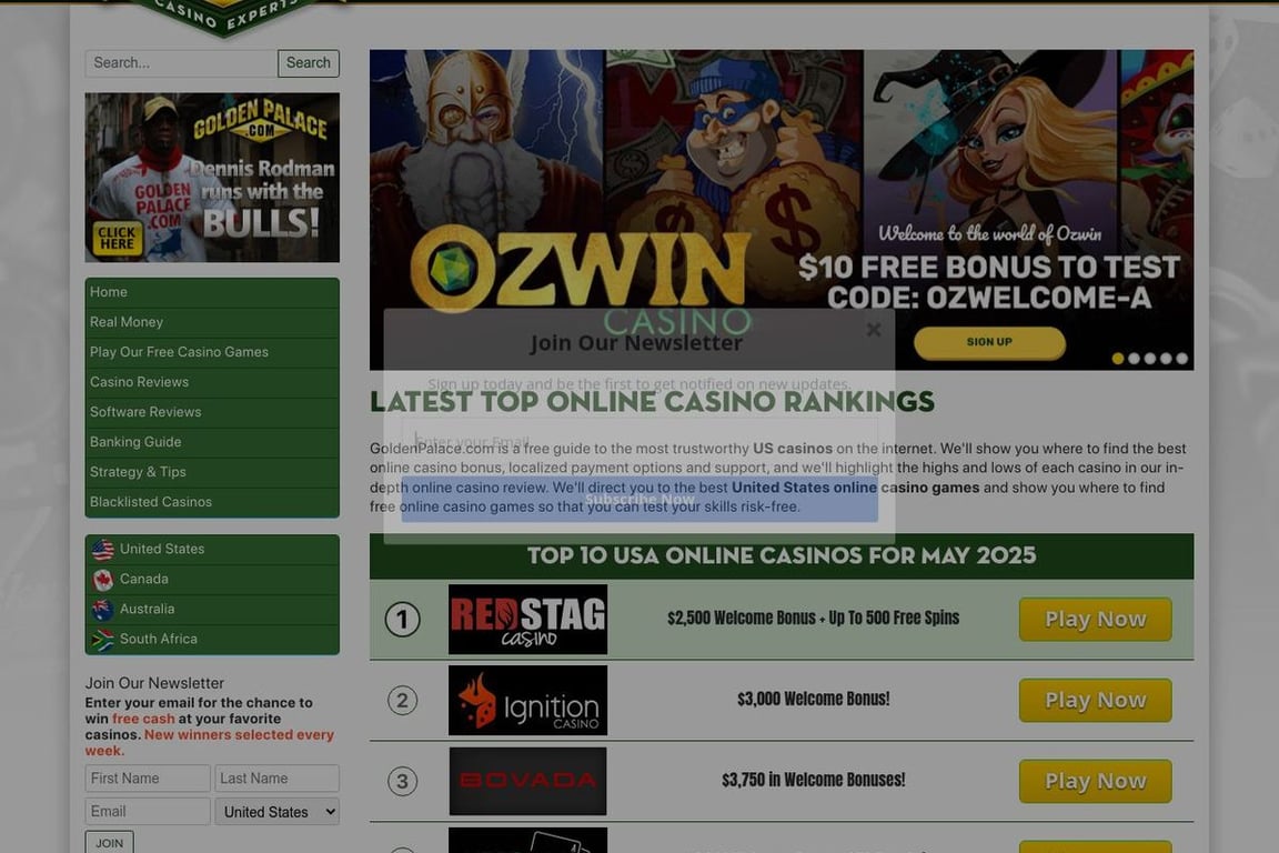 Golden Palace homepage