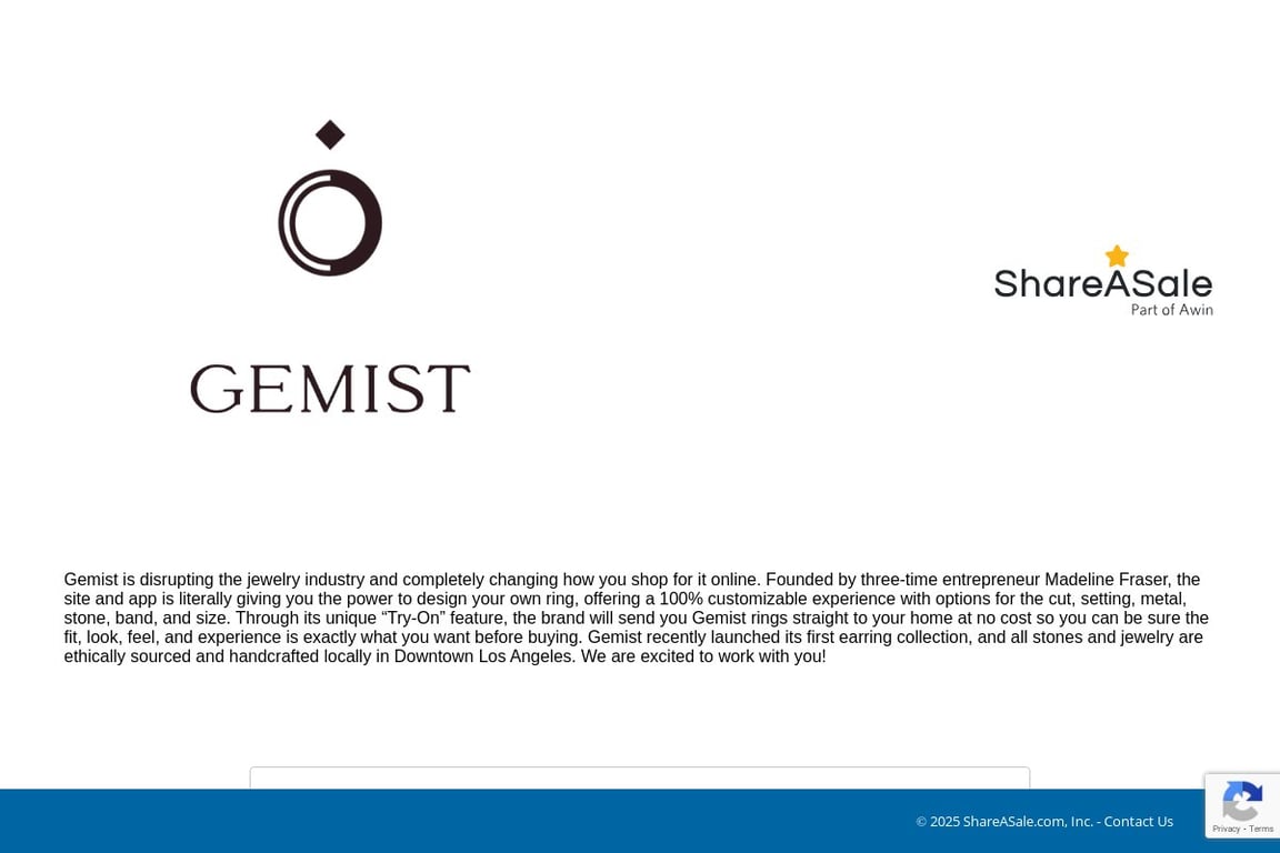 Gemist Inc affiliate program signup page