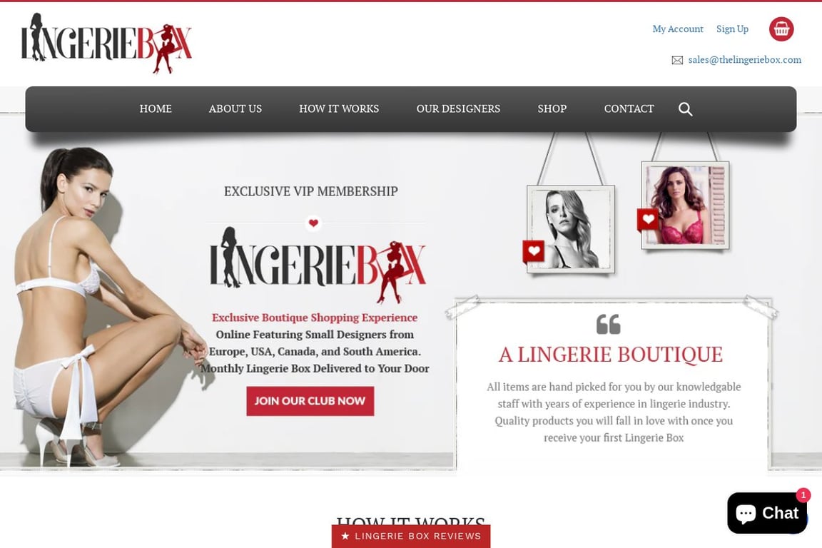 The Lingerie Box homepage
