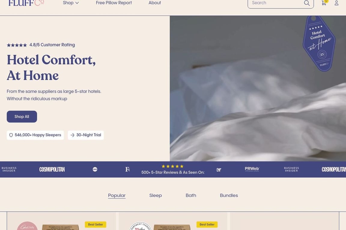 FluffCo homepage