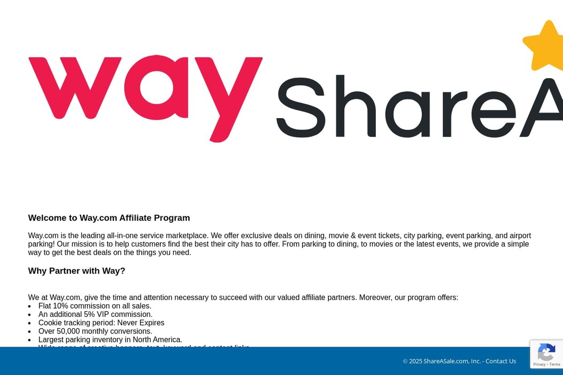 Way.com affiliate program signup page