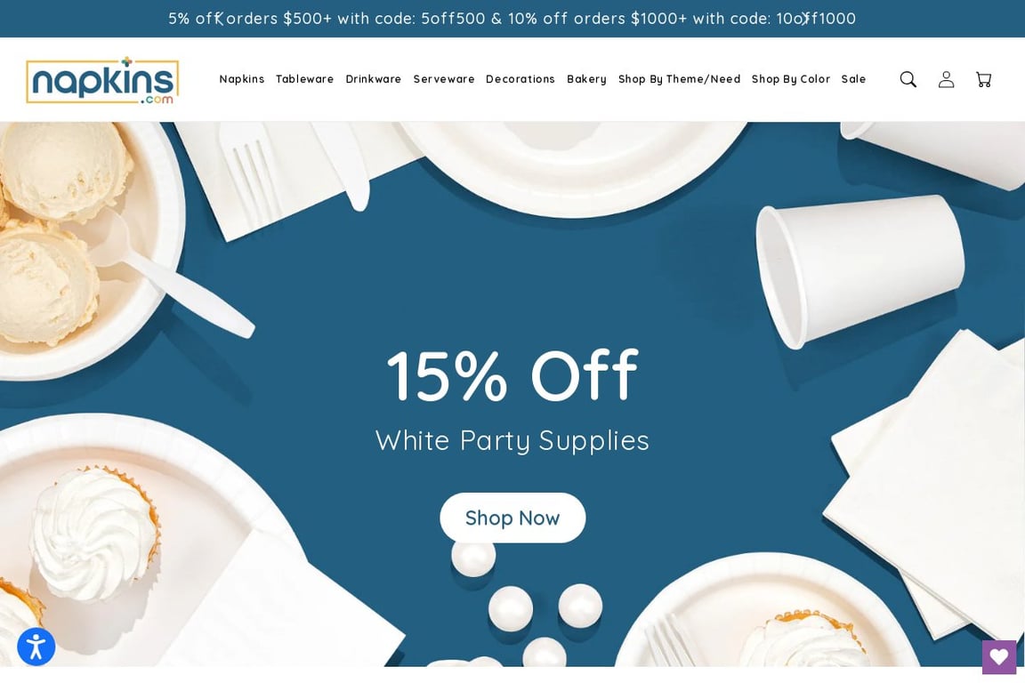 Napkins.com homepage