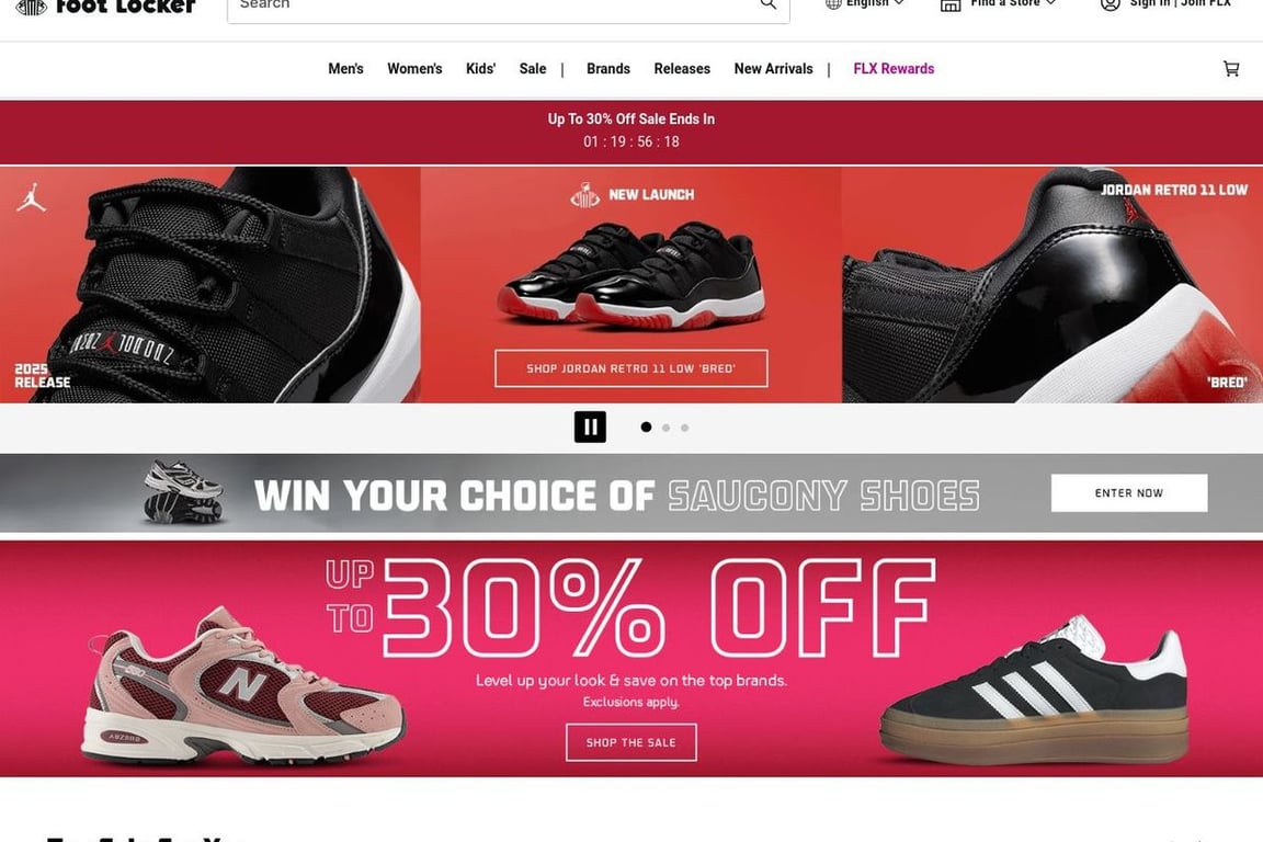 Foot Locker CA homepage