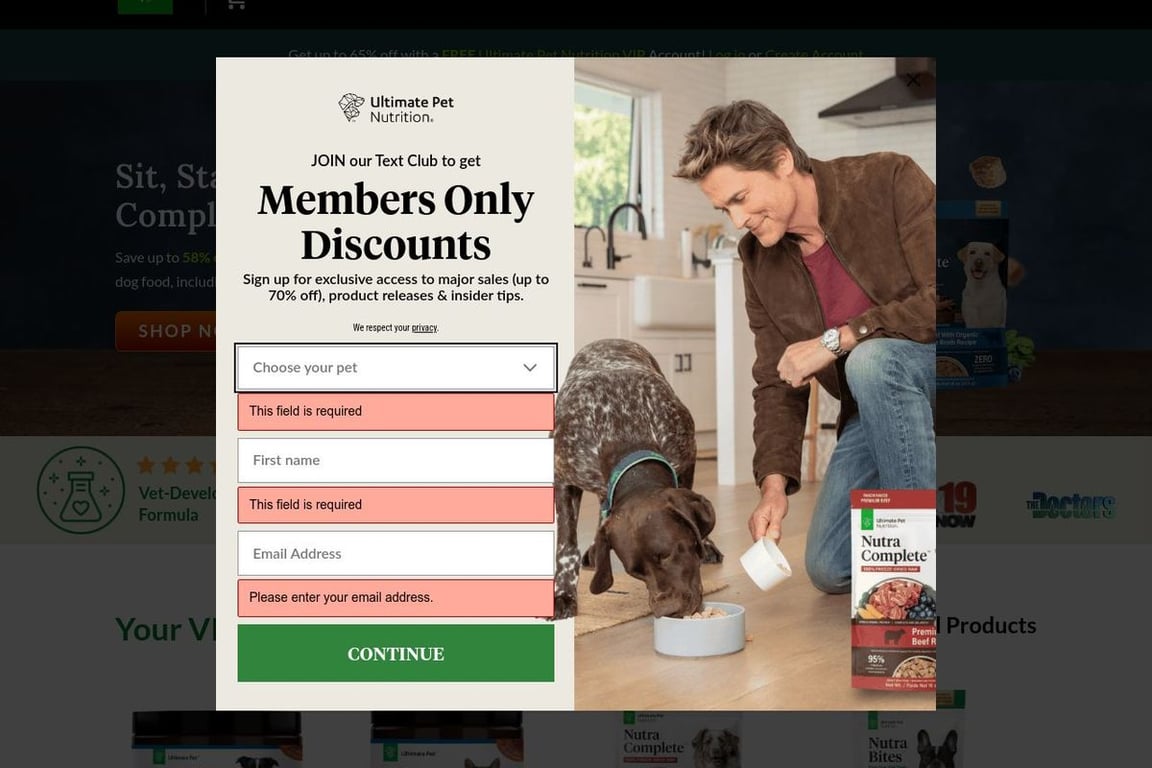 Ultimate Pet Nutrition (US) homepage