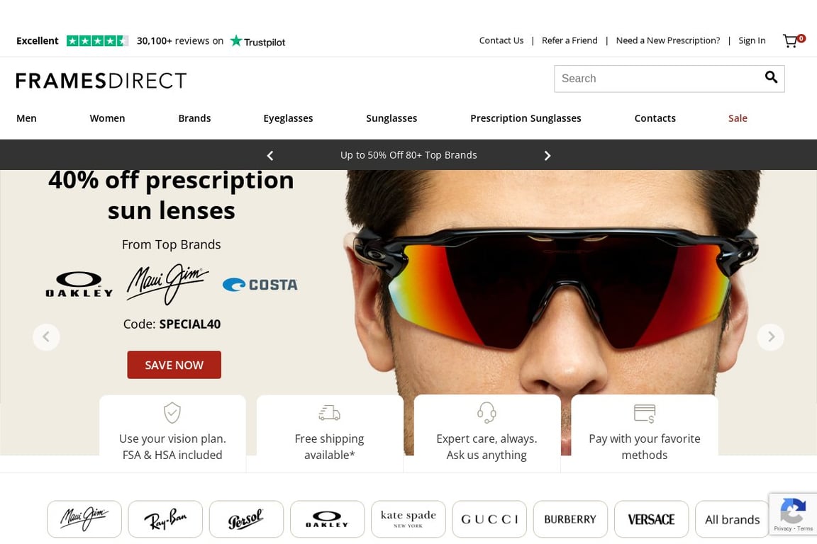 FramesDirect.com homepage