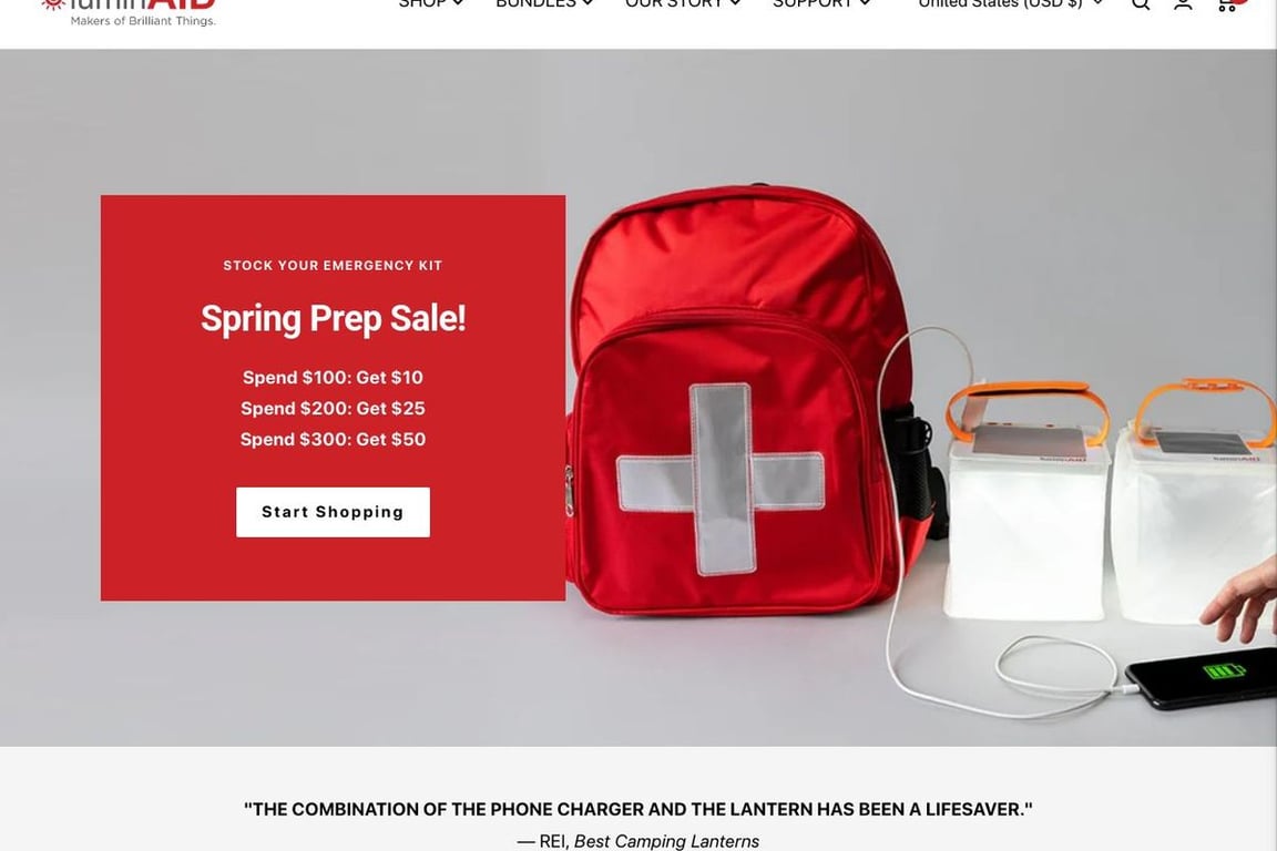 LuminAID homepage
