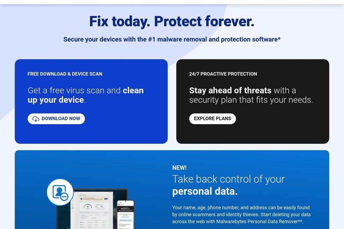 Malwarebytes homepage