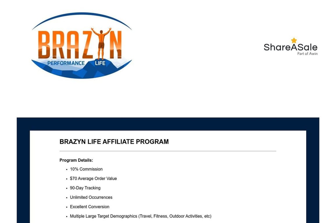 Brazyn affiliate program signup page