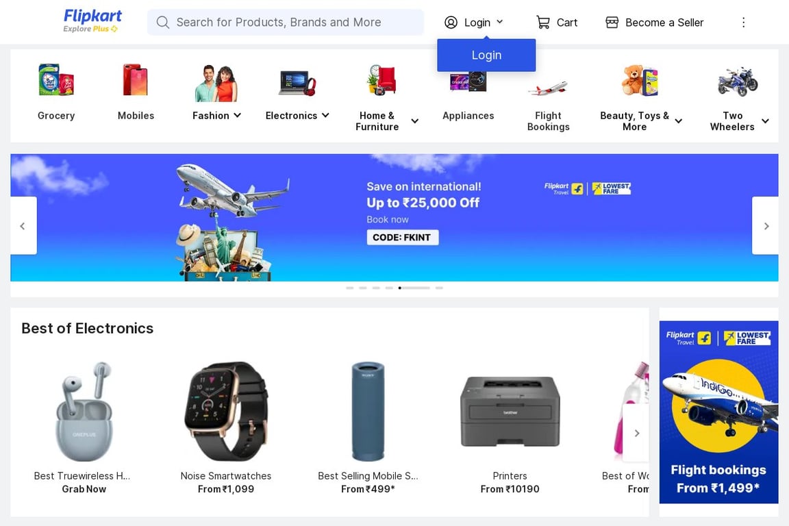 Flipkart homepage