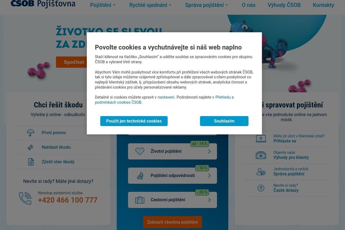 CSOB Pojistovna homepage