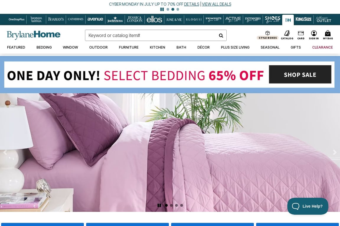 Brylane Home homepage