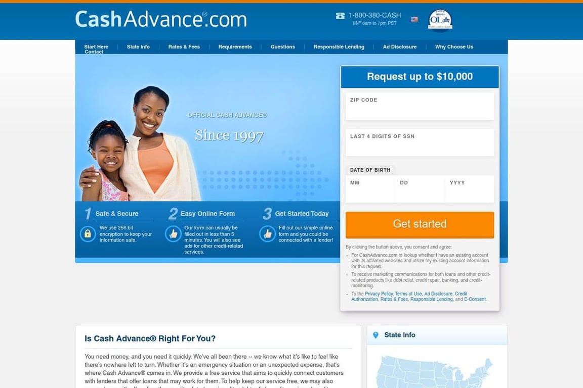 CashAdvance.com homepage