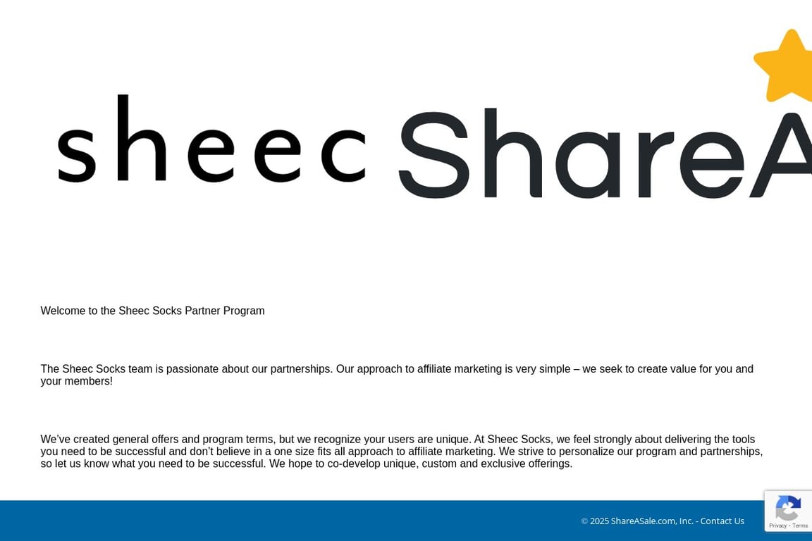Sheec Socks affiliate program signup page