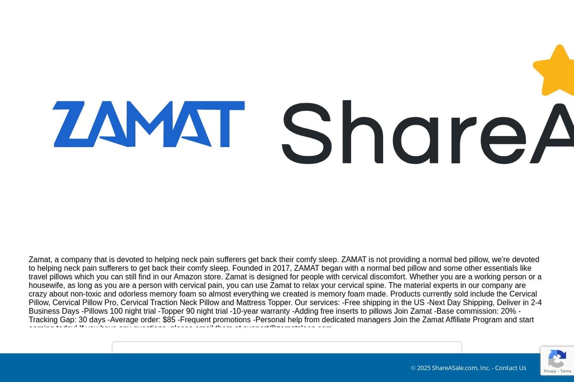 Zamat affiliate program signup page