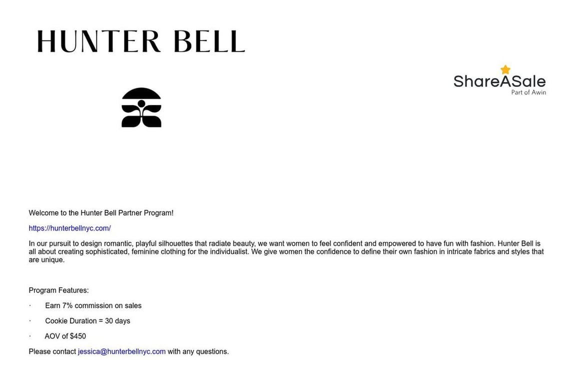Hunter Bell affiliate program signup page