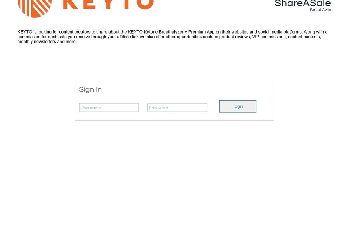 Keyto affiliate program signup page