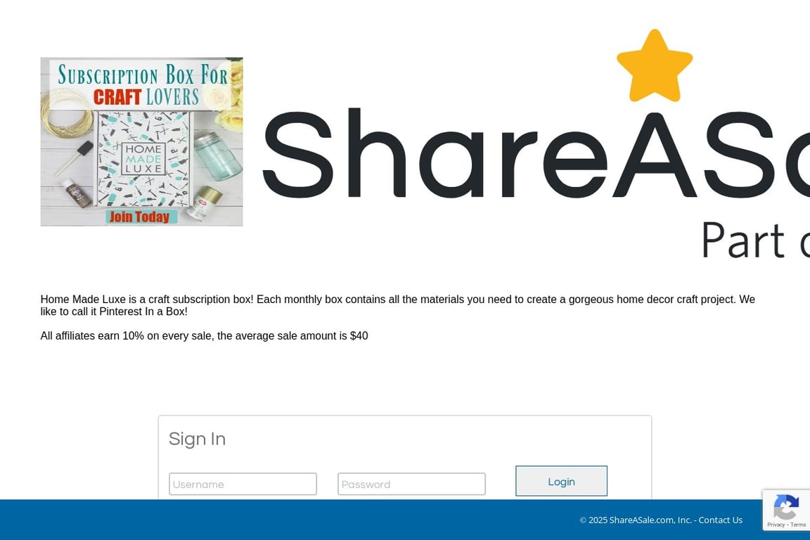 Home Made Luxe affiliate program signup page