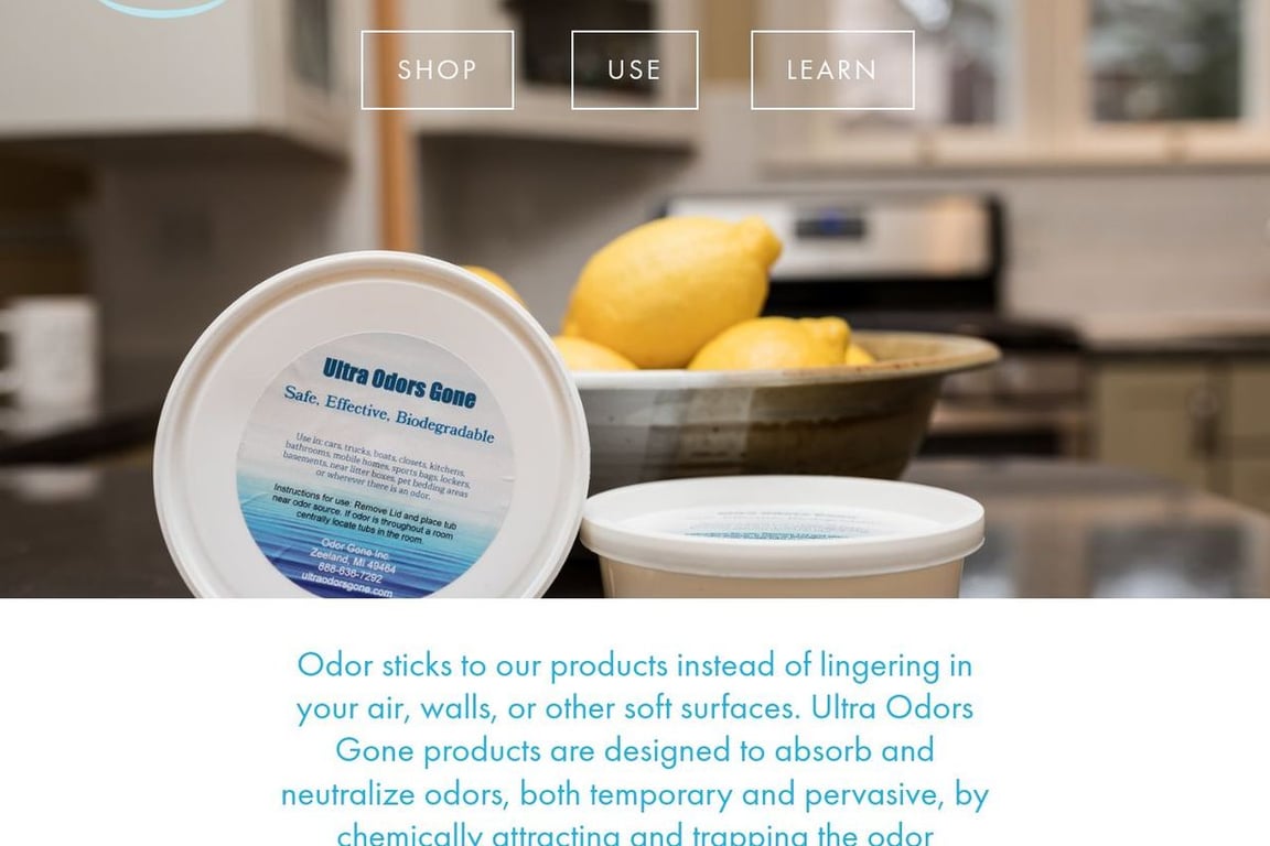 Ultra Odors Gone homepage