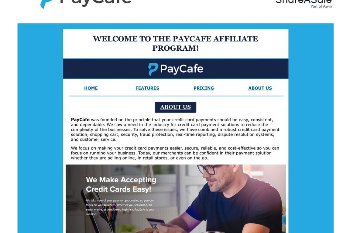 PayCafe affiliate program signup page
