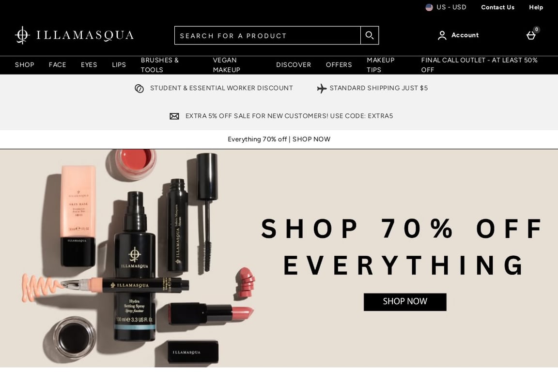 Illamasqua US homepage