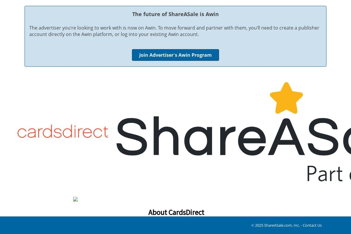 CardsDirect affiliate program signup page