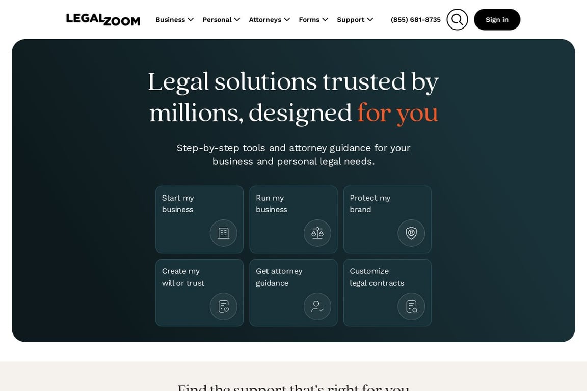 LegalZoom homepage