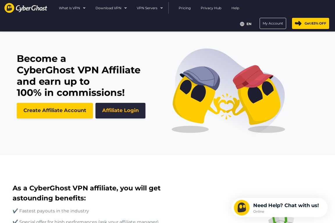 CyberGhost affiliate program signup page