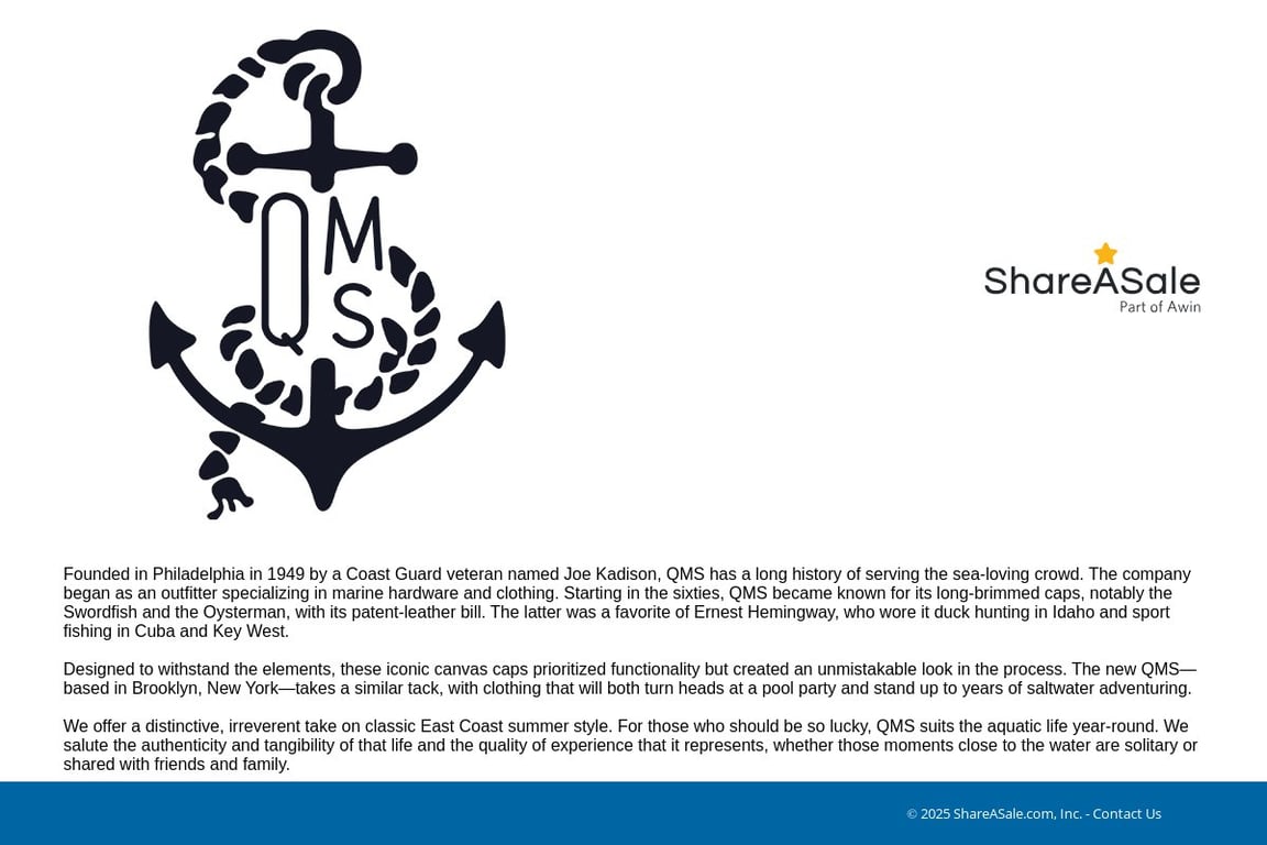Quaker Marine Supply affiliate program signup page