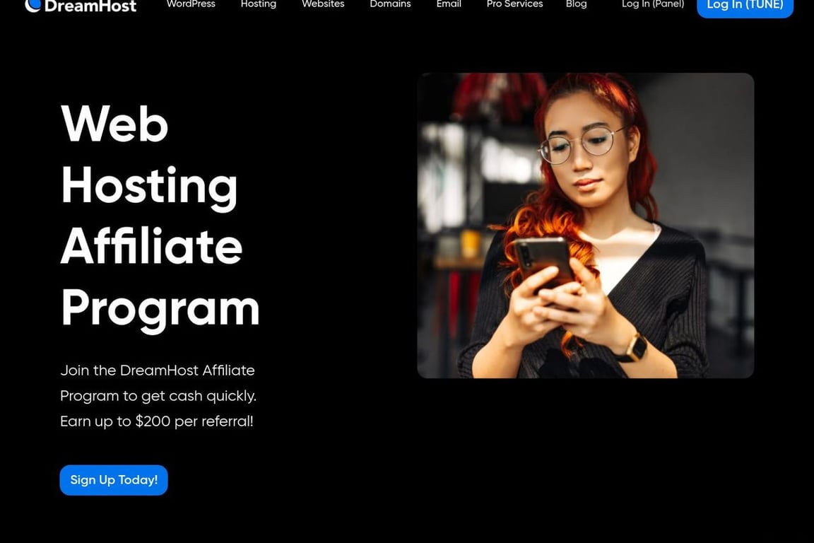 DreamHost affiliate program signup page