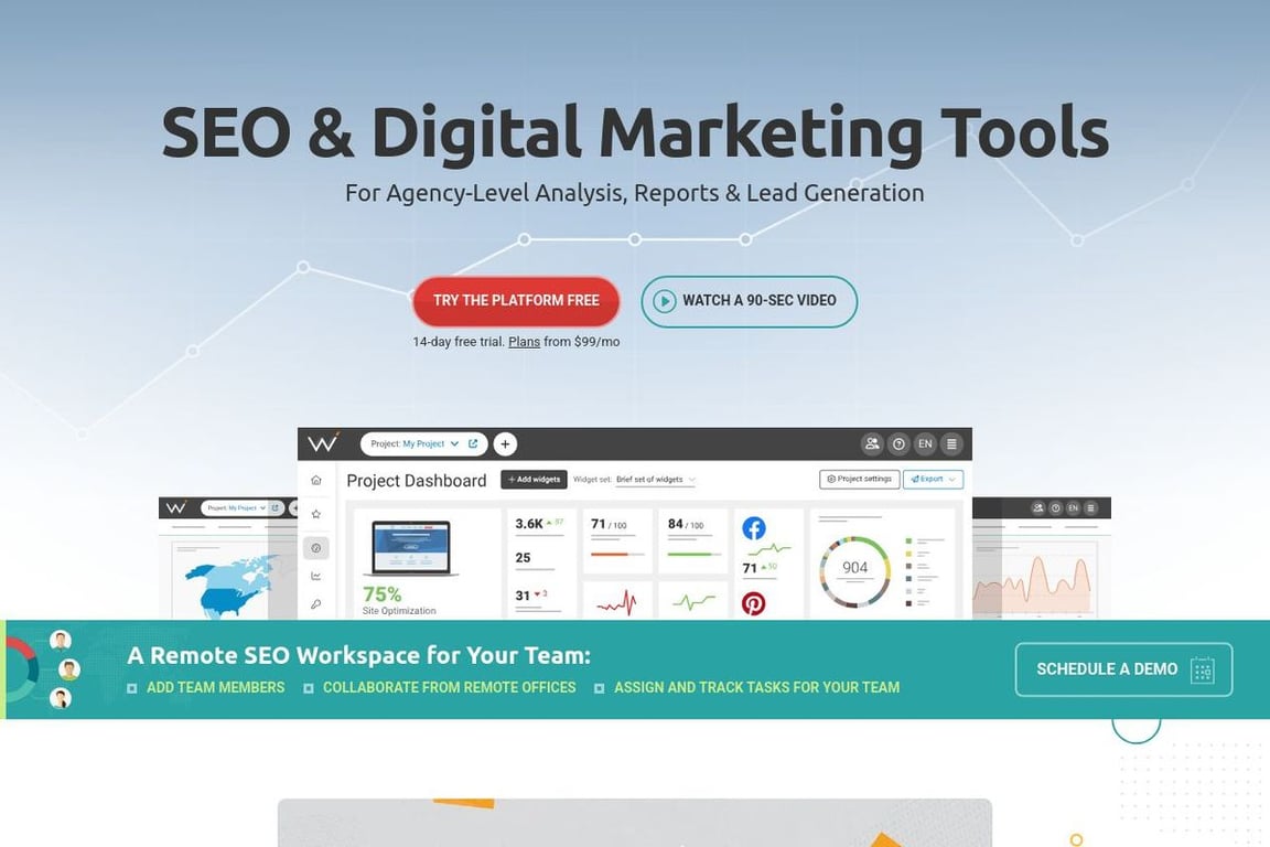 WebCEO homepage