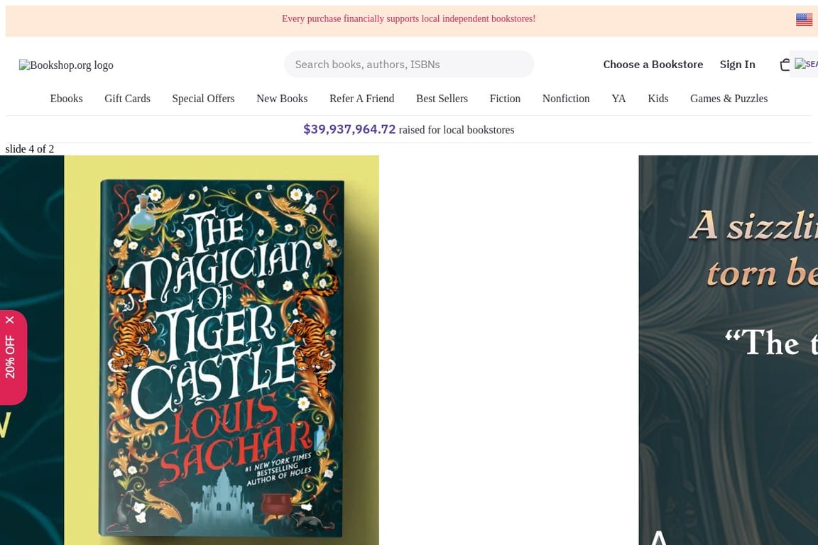 Bookshop homepage