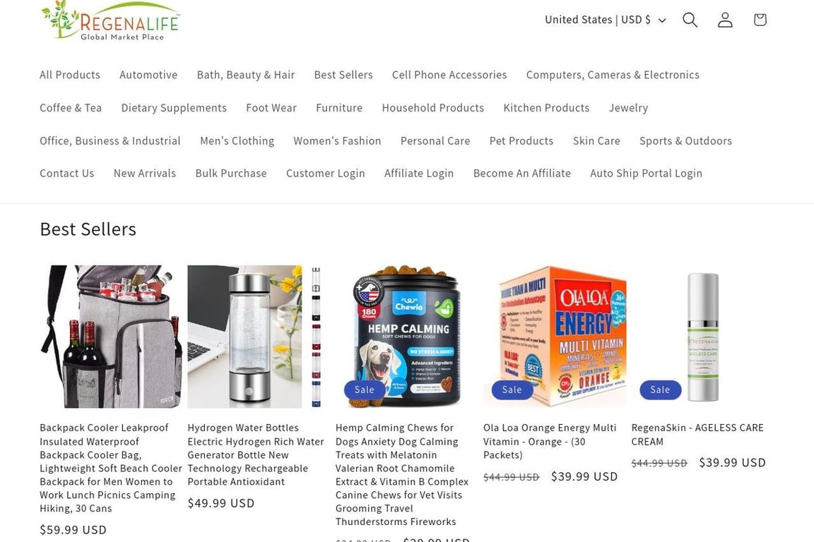 Regena Life homepage