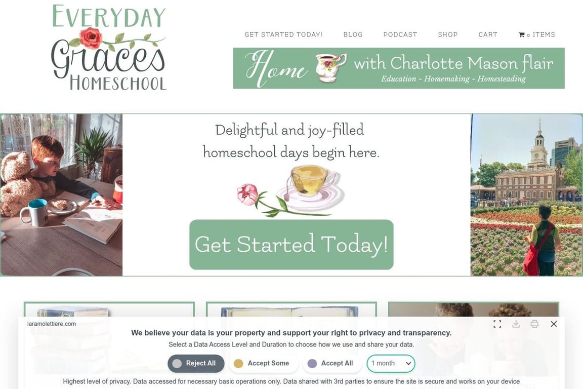 Everyday Graces Homeschool homepage
