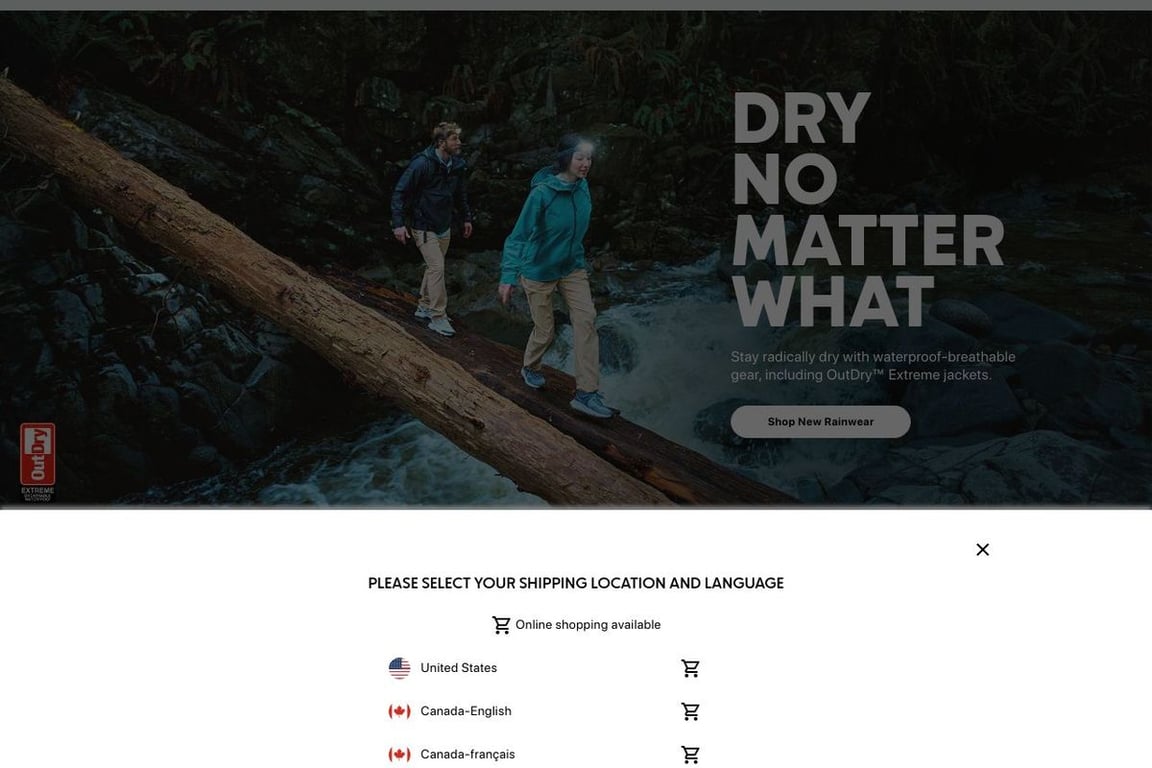 Columbia Sportswear Canada homepage